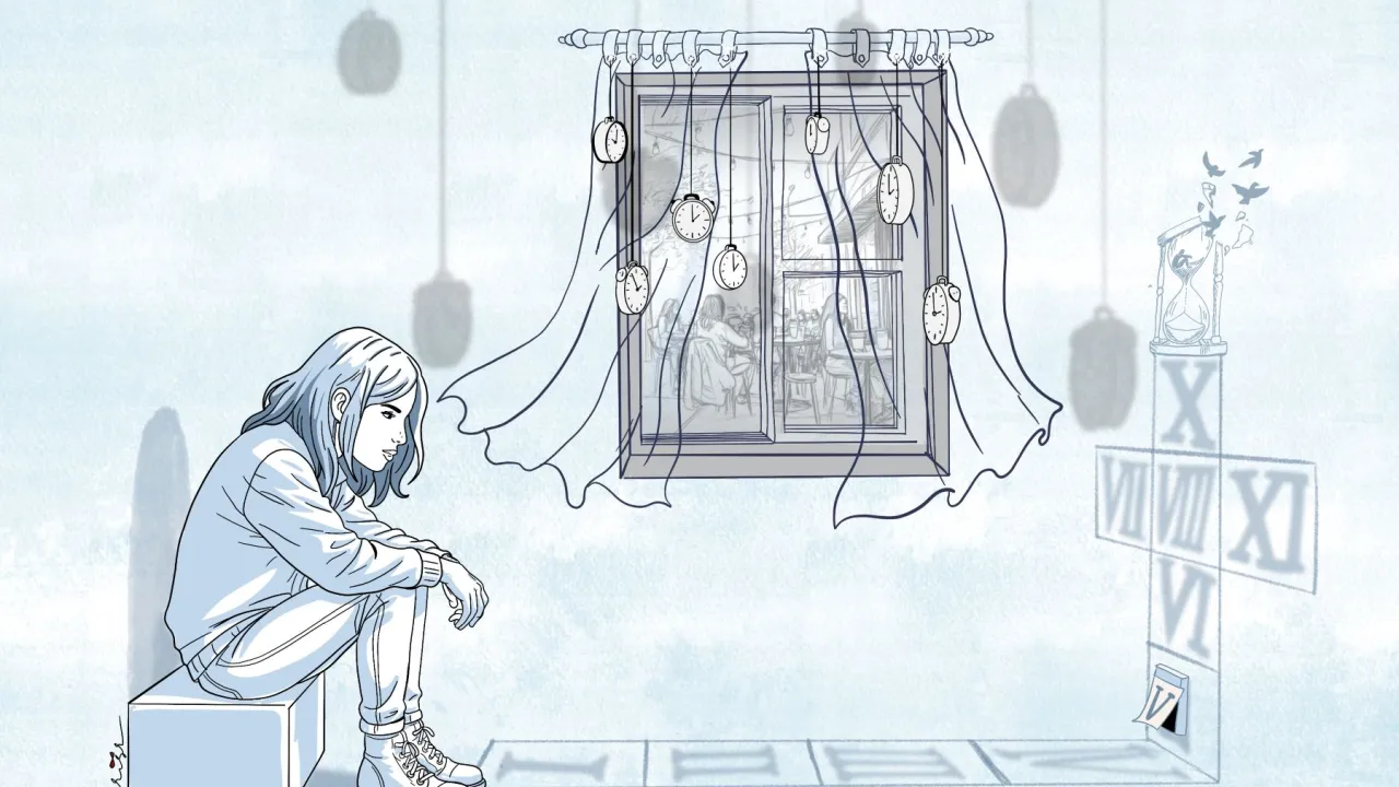 Illustratie van vluchteling in de wachtstand