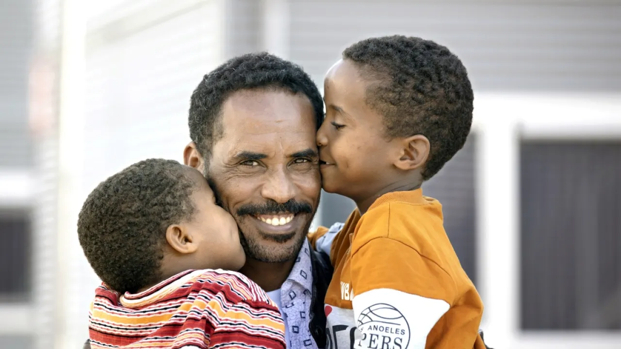 Vluchteling met 2 zoontjes