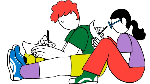 Kinderen samen aan het schrijven