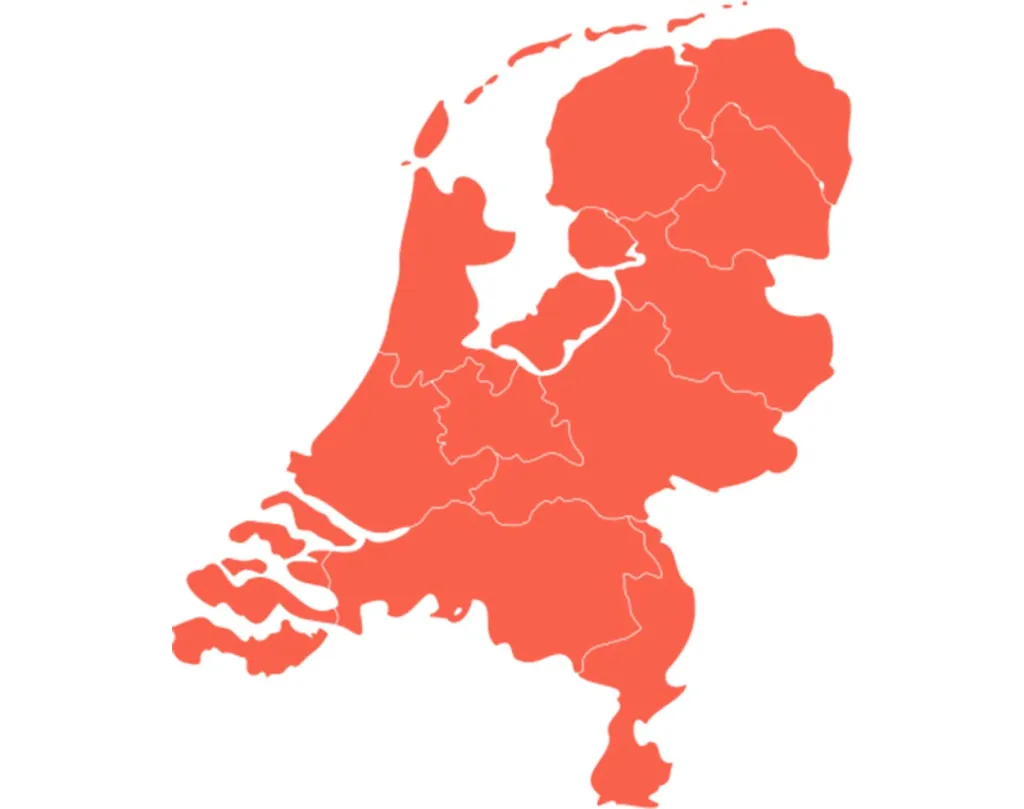 Kaartje van Nederland VluchtelingenWerk