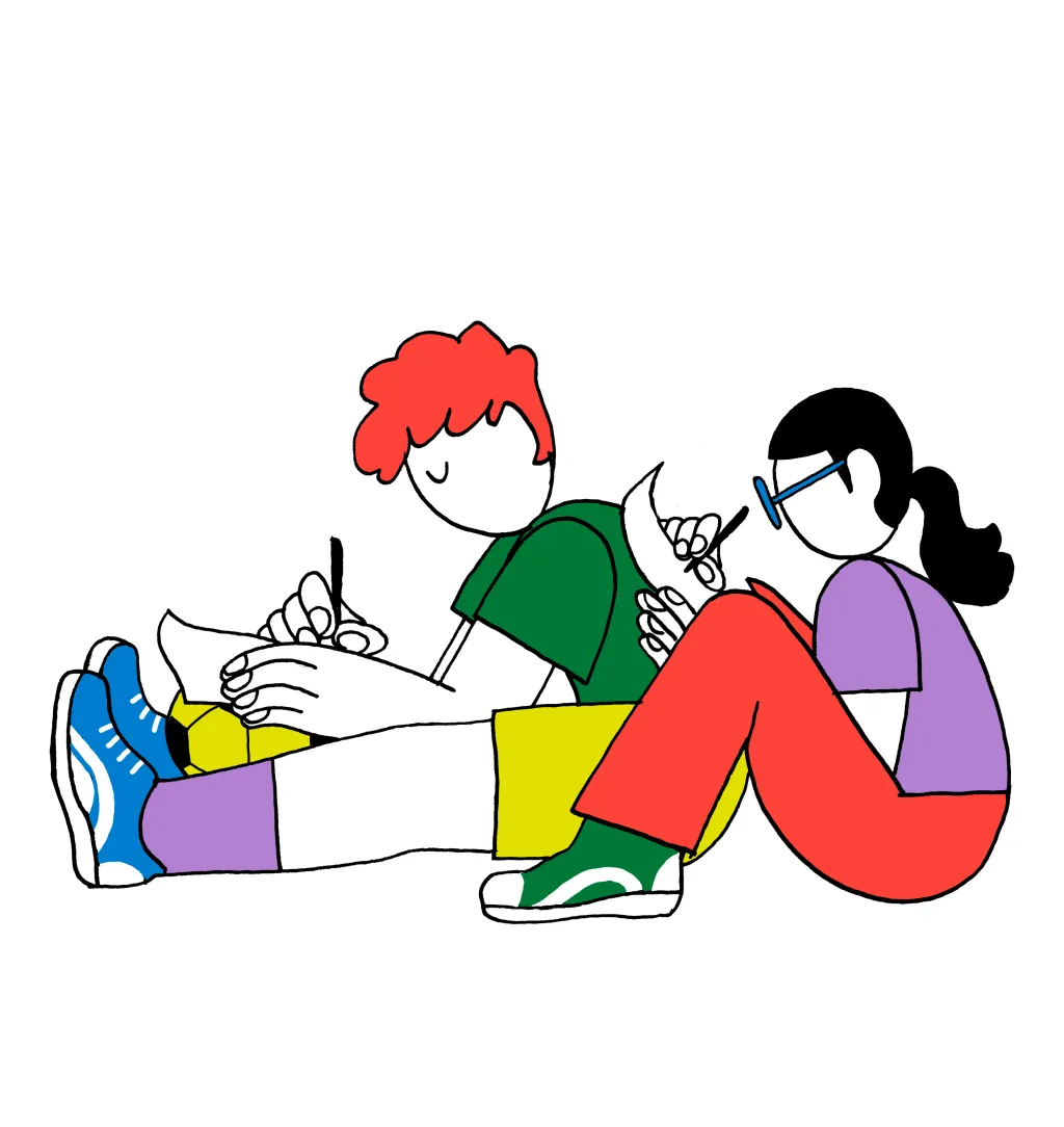 Kinderen samen aan het schrijven